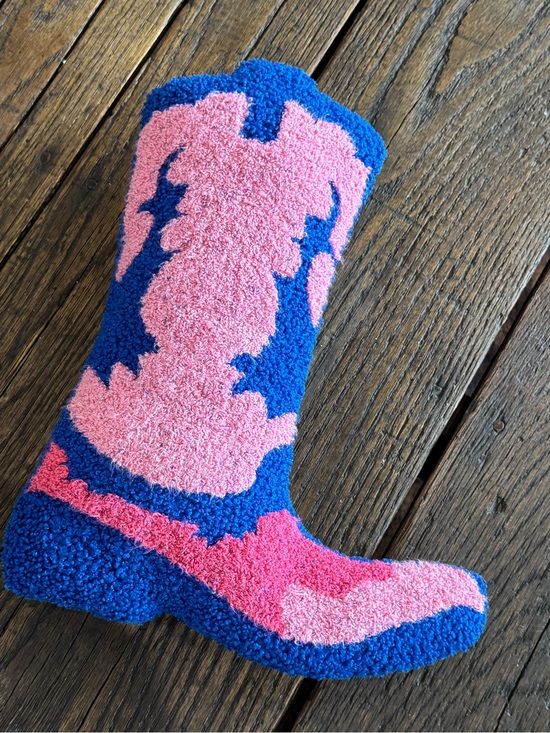 Other - Cowboy Cowgirl Boot 13” Decorative Throw Pillow - Pink & Blue